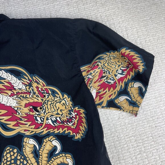 Vintage Y2k Urban Rags Dragon AOP Print Button Jersey Shirt Vtg NYC (Read) Men M - Picture 12 of 16